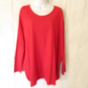 Bryn Walker Top XS Red Oversize Long Sleeve Lagenlook Minimalist Christmas